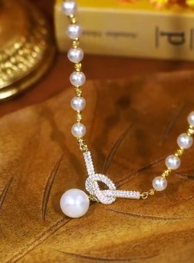 高级感满钻珠珠项链女韩气质时尚百搭设计感爆款轻奢精美项链女