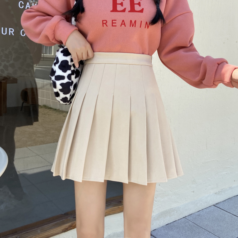 加大码毛呢高腰显瘦学院风半身裙