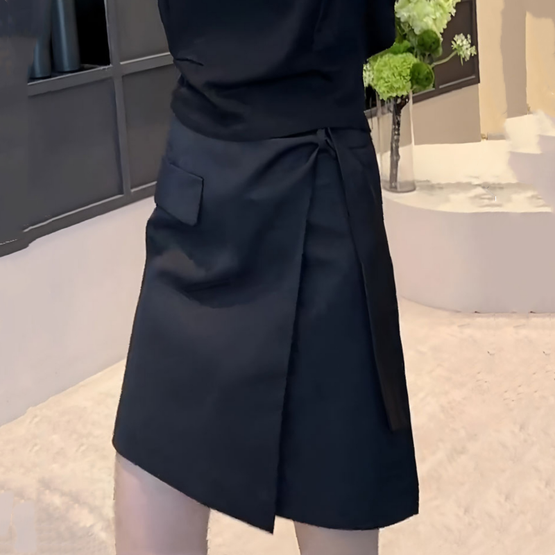 不规则藏青色半身裙女夏季设计感