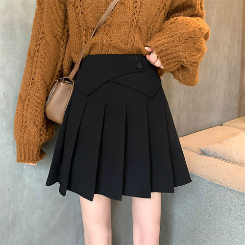 设计感百褶裙大码显瘦学院风短裙