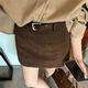 咖啡色复古灯芯绒半身裙秋冬女胖mm百搭时尚 包臂短裙防走光a字裙