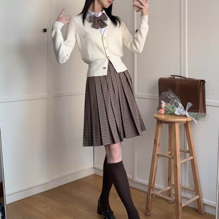 【佐野小姐】秋冬小鱼卷饼jk制服裙百褶裙半身裙高腰裙jk格裙现货