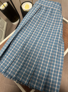 空兰jk小鱼卷饼jk蓝白格子半身裙jk制服裙日系水蓝色格裙半身裙