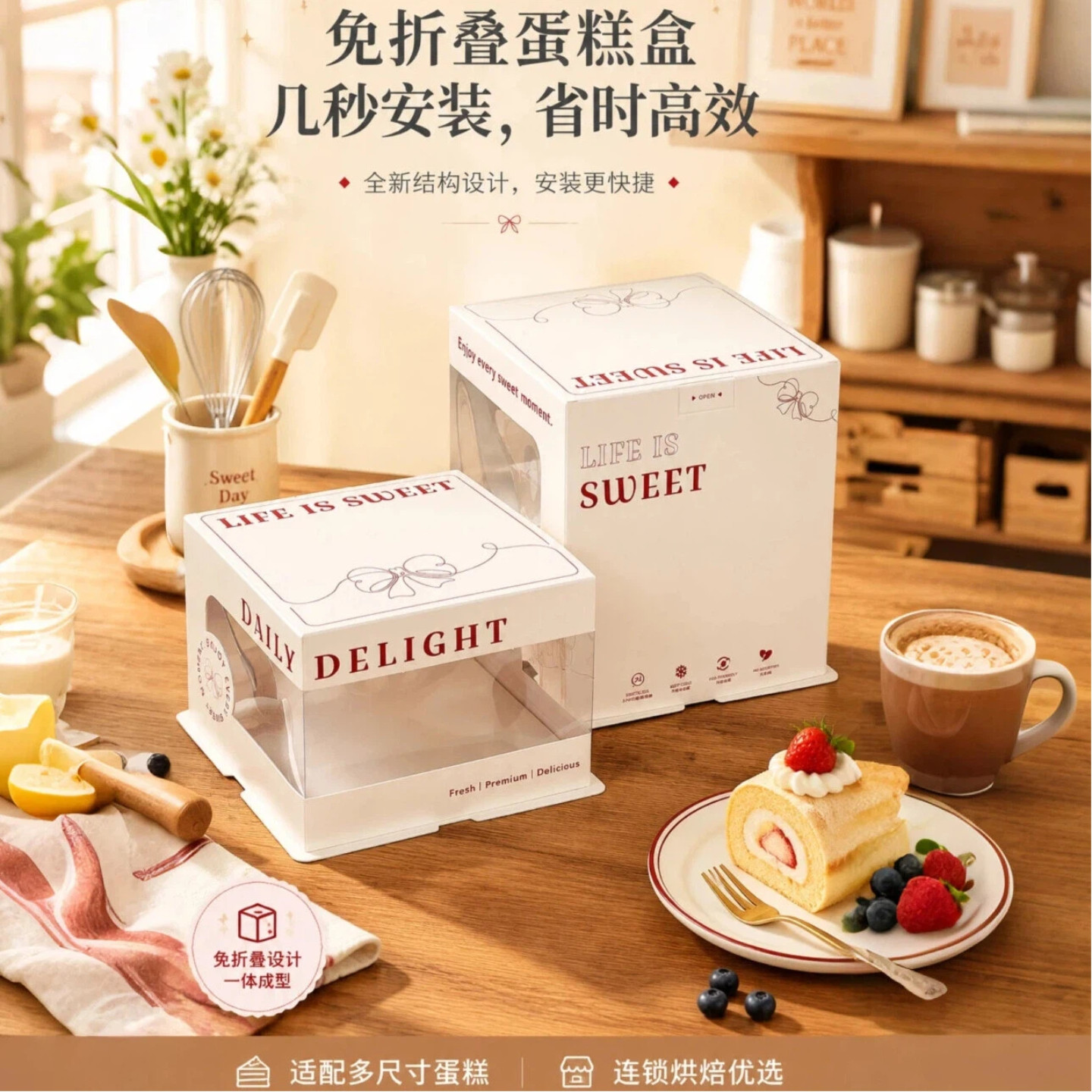 培乐多蛋糕盒免折叠盖子包装盒