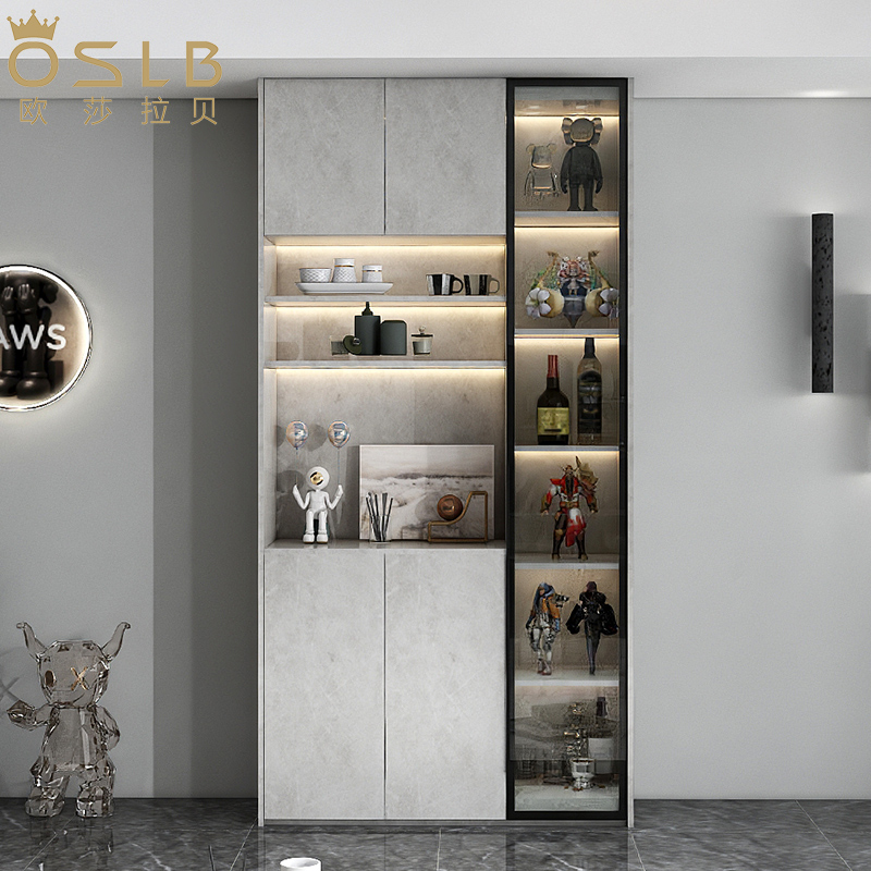 意式极简酒柜展示柜现代简约陈列柜餐边柜隔断柜高端储物柜子定制