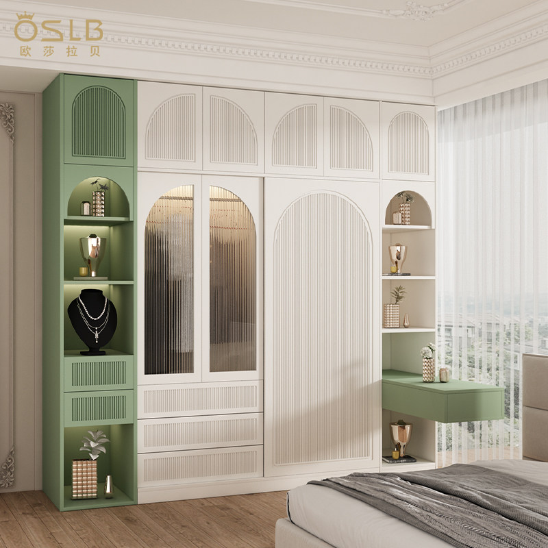 美式实木欧莎拉贝推拉门衣柜