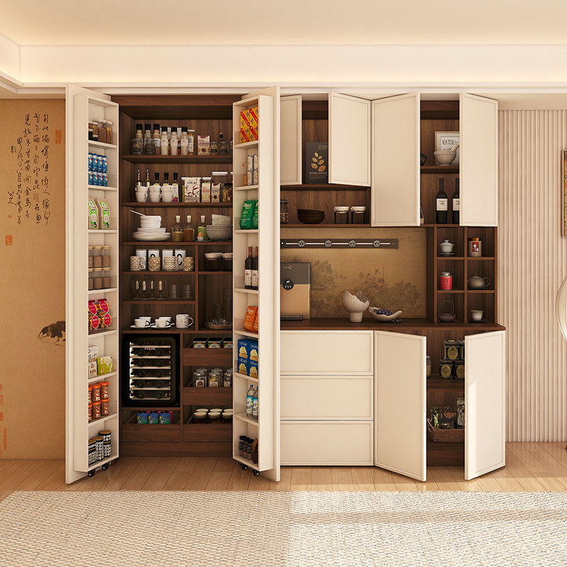 法式奶油实木餐边柜一体靠墙高柜茶水柜中古多功能储物组合柜定制,住宅家具,酒柜,淘宝优惠券,粉丝福利购,淘宝优惠卷