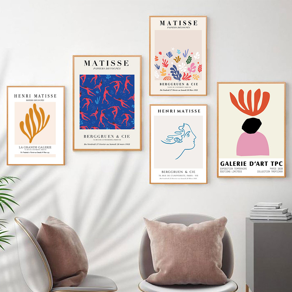 马蒂斯艺术作品挂画人脸线条抽象不规则壁画客厅北欧ins风装饰画