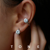 TONE 黑标 通体纯银超闪莫桑钻圈耳夹百搭气质精致耳骨夹耳钉耳扣