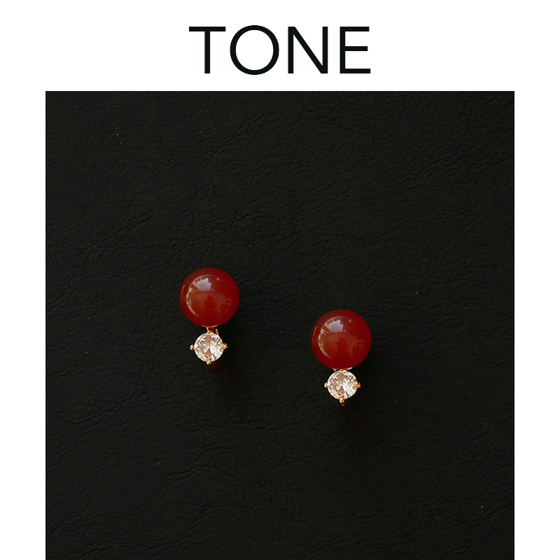 TONE原创 天然红玛瑙锆石钻耳夹蚊香盘高级感中式气质无耳洞耳钉,饰品/流行首饰/时尚饰品新,耳夹,淘宝优惠券,粉丝福利购,淘宝优惠卷