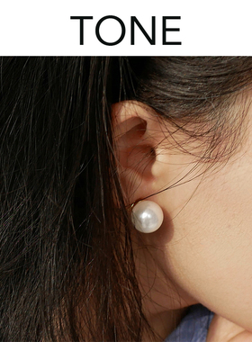 TONE大珍珠耳夹蚊香盘高级感简约气质进口水晶珍珠韩国无耳洞女