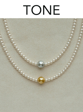 TONE强光银灰色珍珠项链