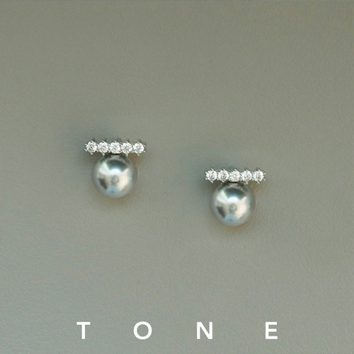 TONE 5A锆石水晶灰珍珠耳夹蚊香盘高级感简约清冷气质无耳洞耳钉