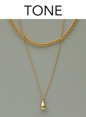 TONE厚镀18K金双层水滴项链项链法式复古气质秋冬叠戴高级感百搭