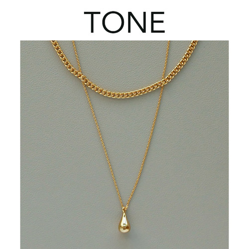 TONE厚镀18K金双层水滴项链项链法式复古气质秋冬叠戴高级感百搭