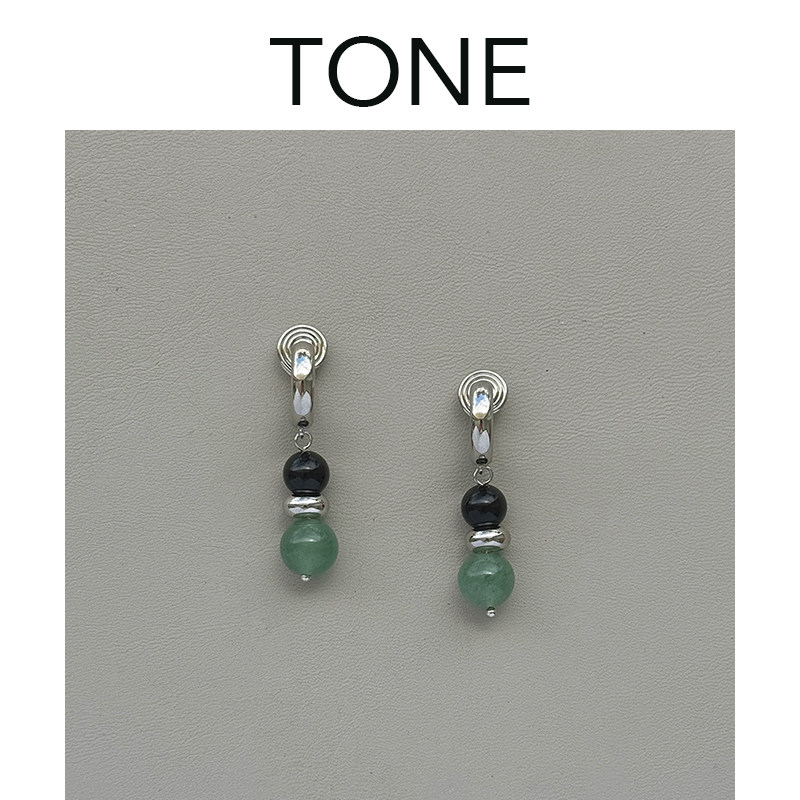 TONE原创 天然玉石串珠耳夹蚊香盘小众新中式国风气质无耳洞耳环