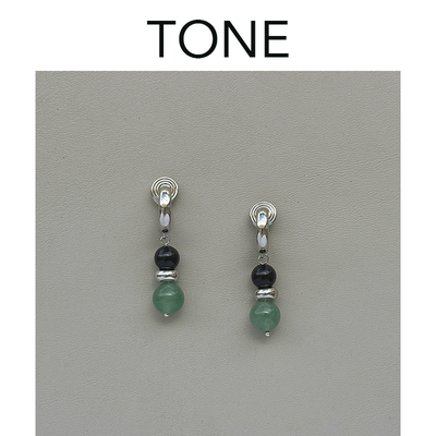 TONE原创天然玉石串珠耳夹
