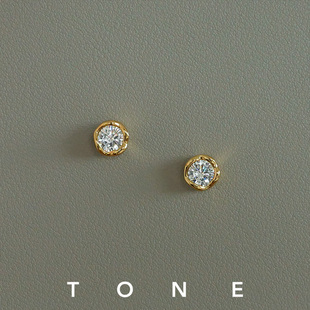 TONE原创 不规则5A锆石耳夹硅胶球高级感简约精致小众无耳洞耳钉