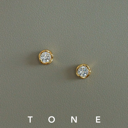 TONE原创 不规则5A锆石耳夹硅胶球高级感简约精致小众无耳洞耳钉