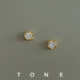 TONE原创 不规则5A锆石耳夹硅胶球高级感简约精致小众无耳洞耳钉