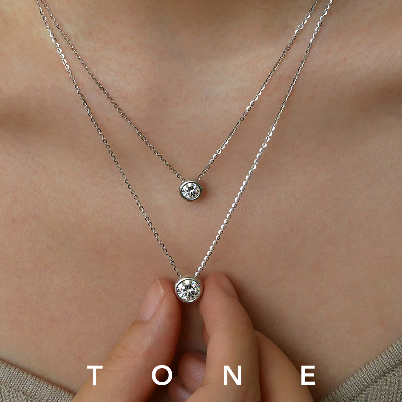 TONE黑标 精工纯银进口莫桑泡泡钻项链法式精致气质百搭叠戴颈链