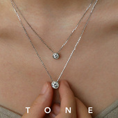TONE黑标 精工纯银进口莫桑泡泡钻项链法式 精致气质百搭叠戴颈链
