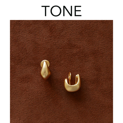 TONE磨砂金不规则几何耳圈耳夹