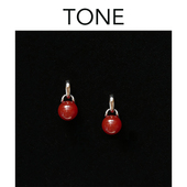 TONE天然红玛瑙耳夹蚊香盘高级简约气质无耳洞耳钉耳环新年本命年