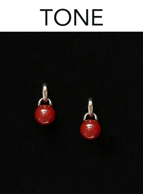 TONE天然红玛瑙耳夹蚊香盘高级简约气质无耳洞耳钉耳环新年本命年