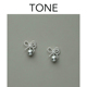 TONE银色蝴蝶结灰色珍珠耳夹蚊香盘高级气质简约耳钉耳环无耳洞女