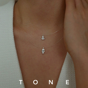 TONE 进口高碳钻S925纯银透明鱼线项链精致高级感气质叠戴锁骨链