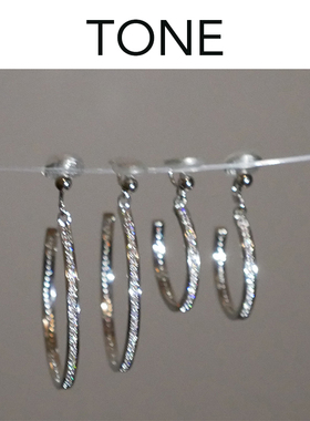 TONE超闪锆石镶钻大耳圈耳夹蚊香盘高级感简约欧美辣妹无耳洞女