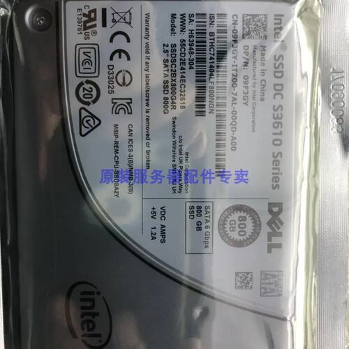 / S3610 SSD DC 800G SATA 6Gbps 09F3GY 800GB固态硬盘议价