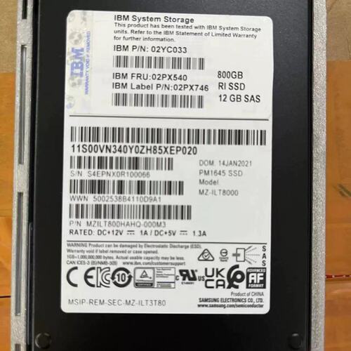 V5000E 02PX540 02YC033 800GB 3DWPD 2.5 SAS存储硬盘FS5030议价