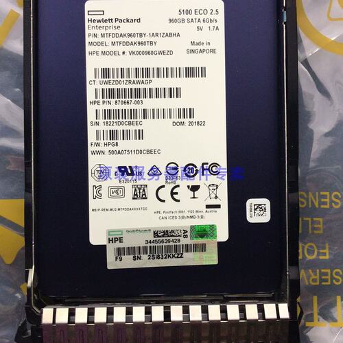 / 877752-B21 878849-001 E 960GB SATA 2.5 SSD固态硬盘议价