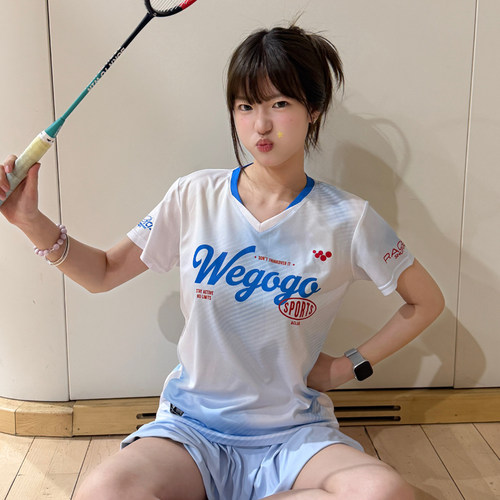WEGOGO“二度蓝”短袖新款羽毛球服透气吸湿速干健身网球运动训练