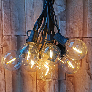 欧规复古E12户外防水装 饰小串灯节日婚庆灯串彩灯G40钨丝玻璃灯泡