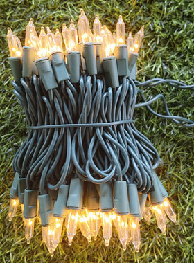 220V欧美户外防水串灯节日婚庆圣诞装饰MINI钨丝尖泡灯串7米100灯