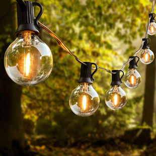 E12欧规英规美规户外防水装 饰小串灯节日婚庆彩灯灯泡G40钨丝灯串