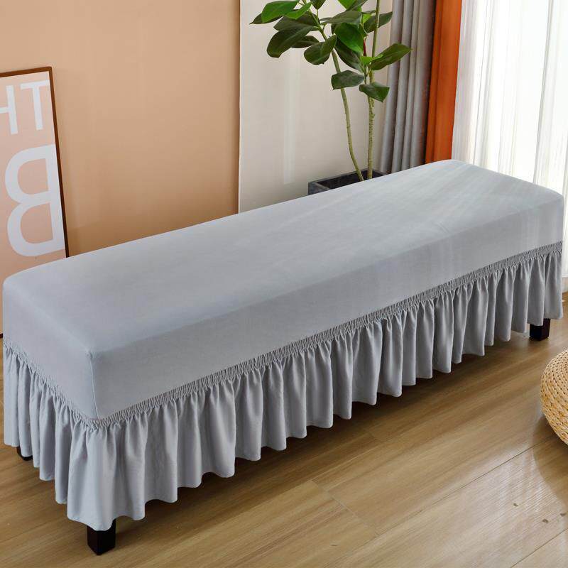全包式换鞋凳套长条沙发套罩床尾凳通用弹力套试鞋长椅套裙边水洗