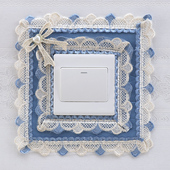 开关保护套边框简约墙壁装 饰客厅墙贴卧室创意插座贴布艺蕾丝双开