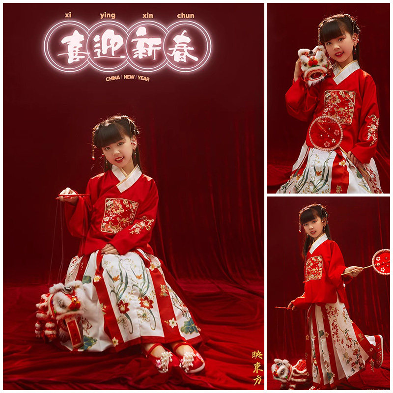新年中国风5-10岁女童拍照汉服
