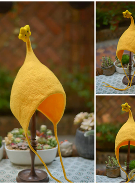 布料星星帽遮耳帽黄色小星星中小童可爱帽子影楼拍照道具