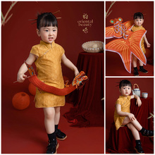 新款龙年儿童摄影服装道具女童拍照旗袍中国风舞龙新年影楼艺术照