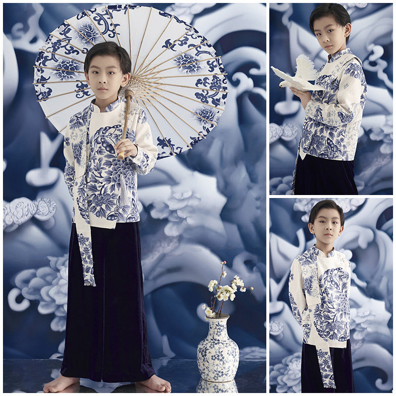 男童拍照衣服演出服国潮中国风