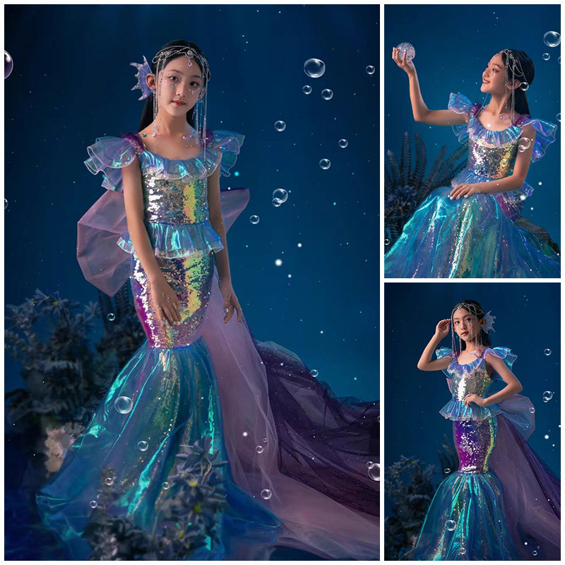 新款儿童摄影服装演出服女童拍照美人鱼公主裙连衣裙影楼写真照,童装/婴儿装/亲子装,儿童演出服,淘宝优惠券,粉丝福利购,淘宝优惠卷