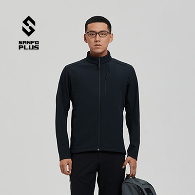 SANFO PLUS SJM-23053N 墨玉立领软壳夹克 男