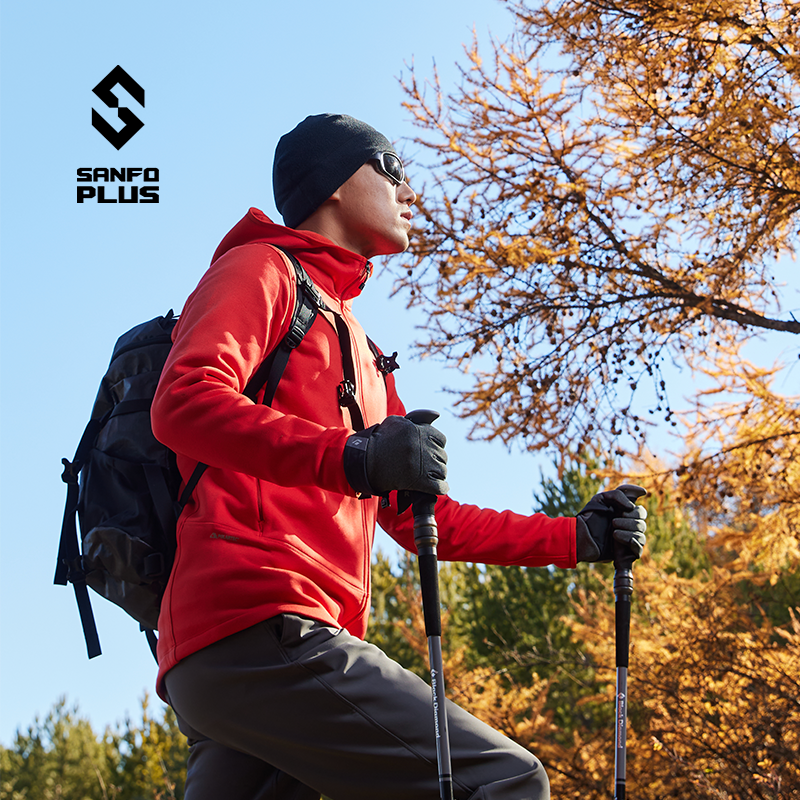 SANFO PLUS Power Stretch 熔岩系列连帽Polartec保暖抓绒衣 户外/登山/野营/旅行用品 抓绒衣 原图主图