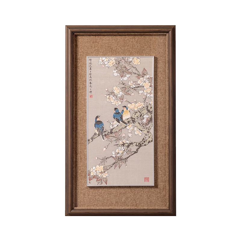 南京云锦研究所樱花兰雀装饰画