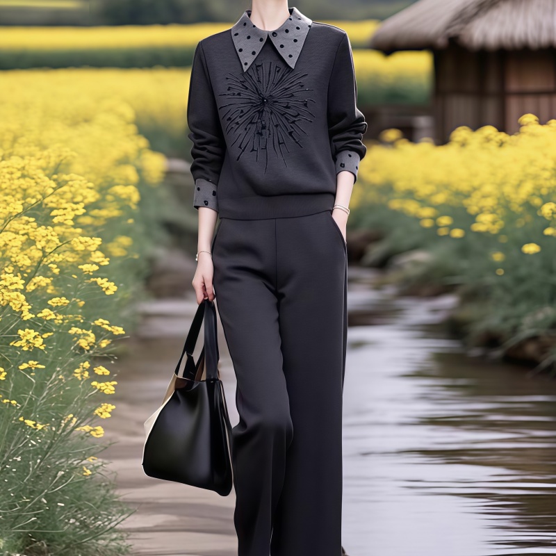 素雅订制女装原创品牌秋冬时尚洋气运动卫衣卫裤休闲减龄两件套装